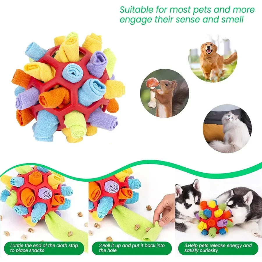 Soft dog snuffle toy for indoor activity