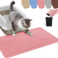 Cat Litter Mat, Honeycomb Double Layer Cat Litter Trapping Mat, Waterproof Urine Proof Non-Slip, Scatter Control, Less Waste, Easier to Clean, Pink, 24" X 18"