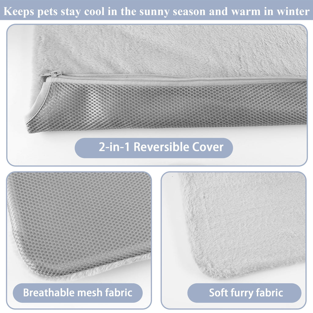 Cat Window Perch, Foldable Cat Window Bed Holds 33 Lbs Indoor with 4 Suction Cups, Reversible Fabric Washable Cover, Grey