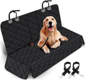 Wag Cabin RoadShield black waterproof dog car seat cover installed on rear bench