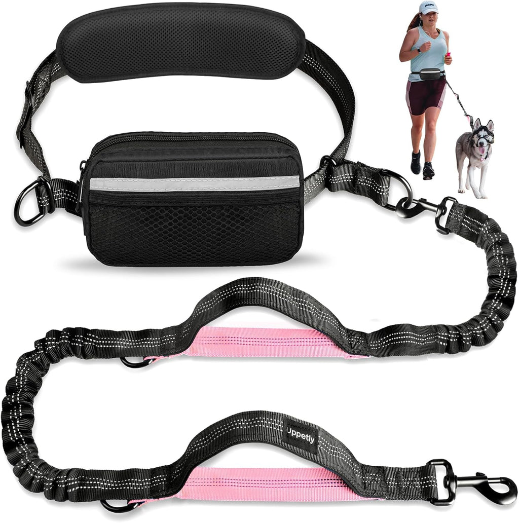 Wag Cabin TrailLoop pink hands-free dog leash with waist belt