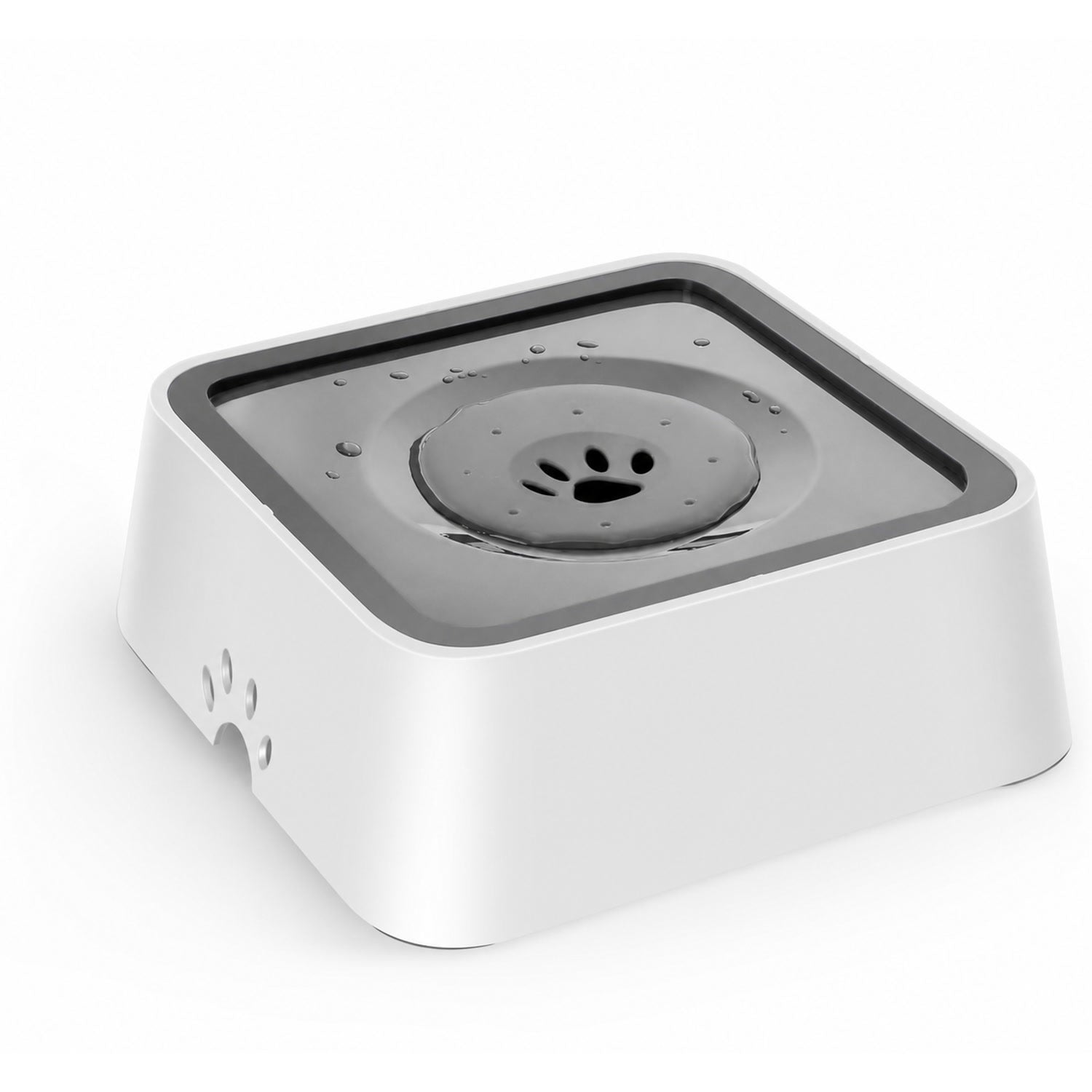 Wag Cabin AquaRest grey square dog water bowl angle view