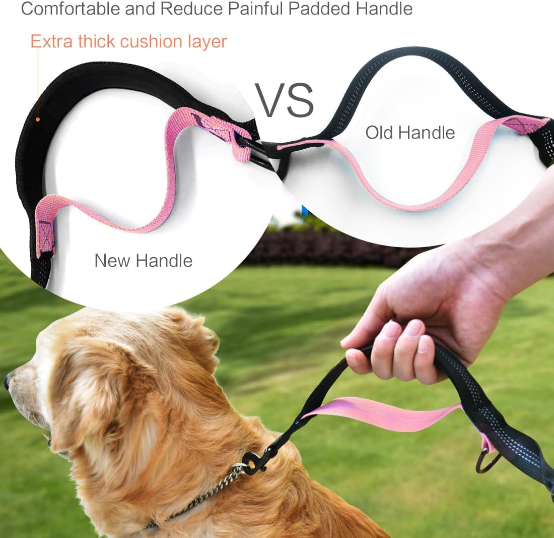 Hands-free dog leash detail showing handle and clip