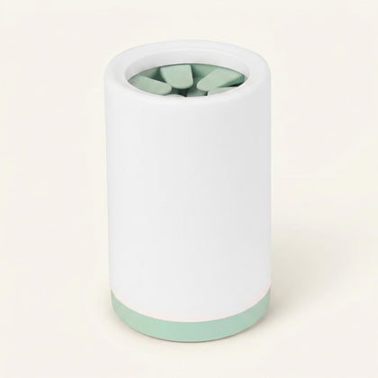 Wag Cabin PawRinse white and mint dog paw cleaner on white background
