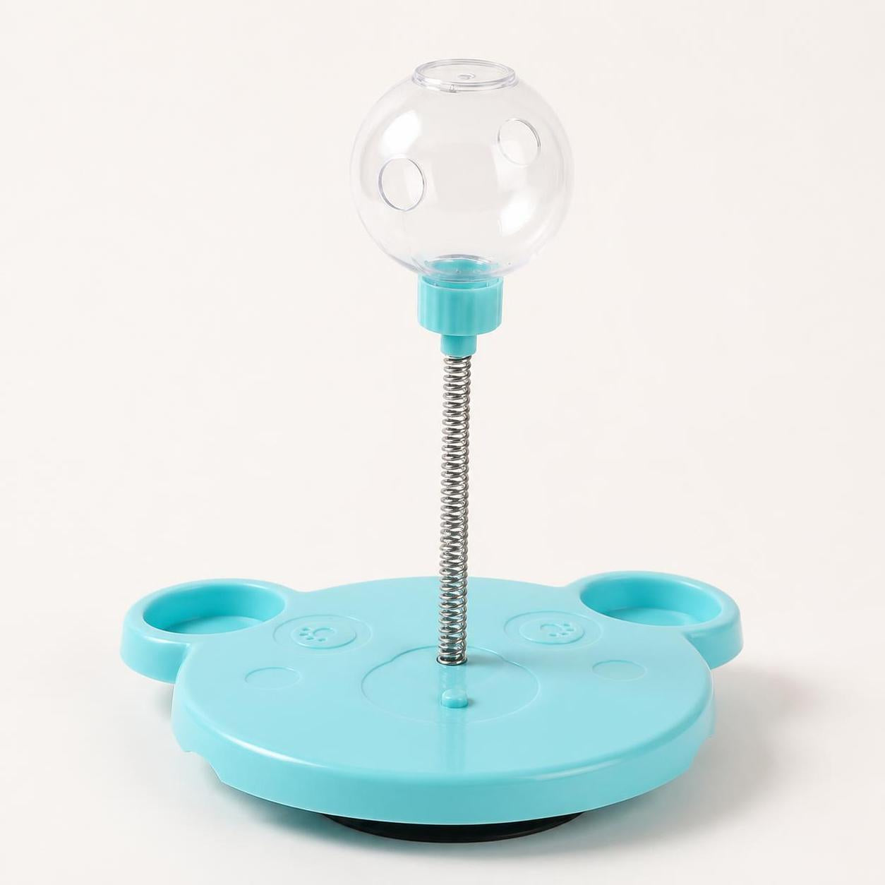 PuzzlePounce treat puzzle toy side view showing spring and globe height