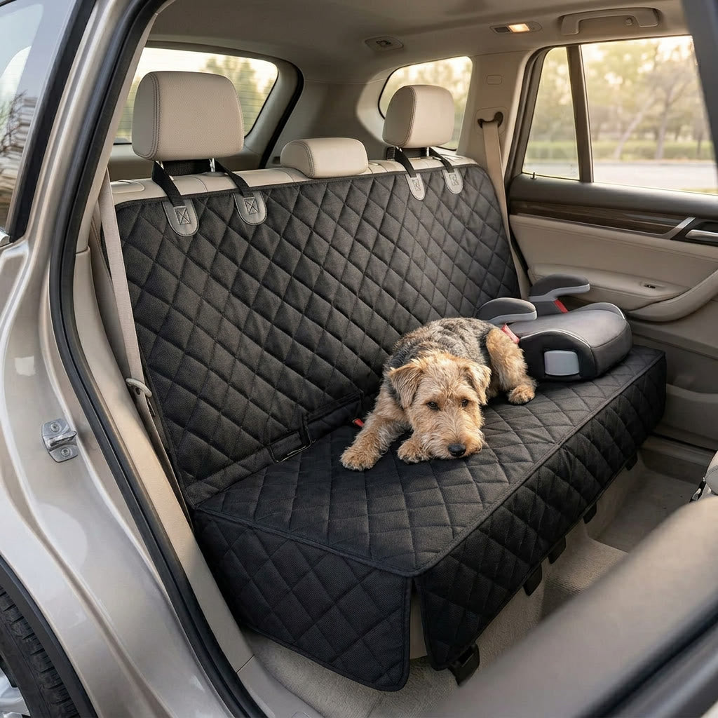RoadShield dog car seat cover lifestyle image for everyday road trips
