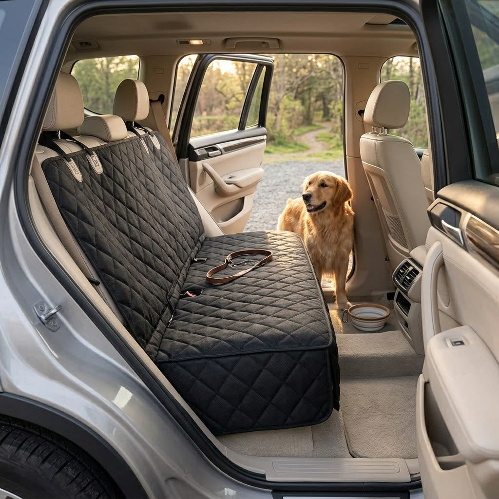 RoadShield dog car seat cover lifestyle image showing clean car after an adventure