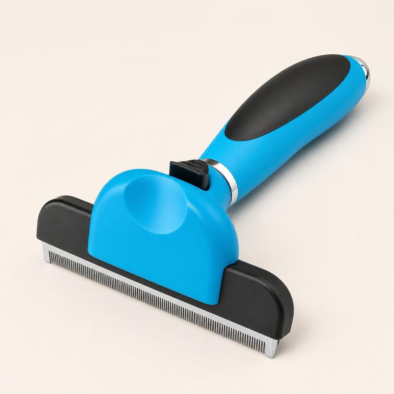 Wag Cabin ShedEase blue grooming brush full product side angle