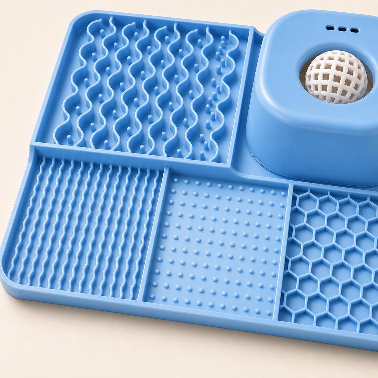 Wag Cabin SlowMunch wavy ribbed dot and honeycomb texture zones