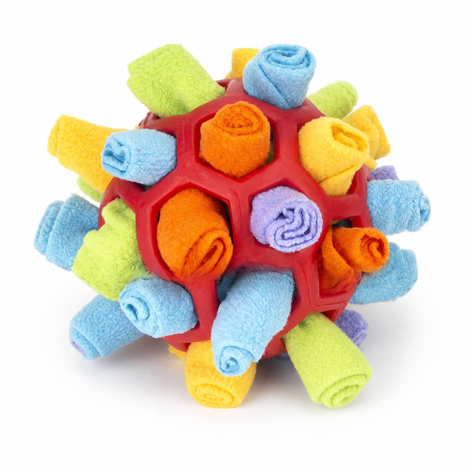 Wag Cabin SniffQuest red dog snuffle ball on white background