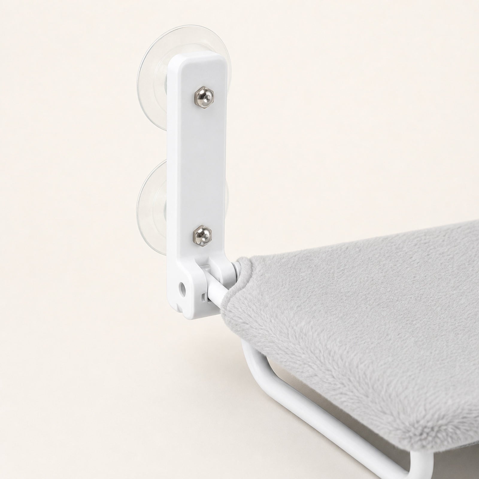 Wag Cabin SunnySeat suction cup bracket and hinge detail