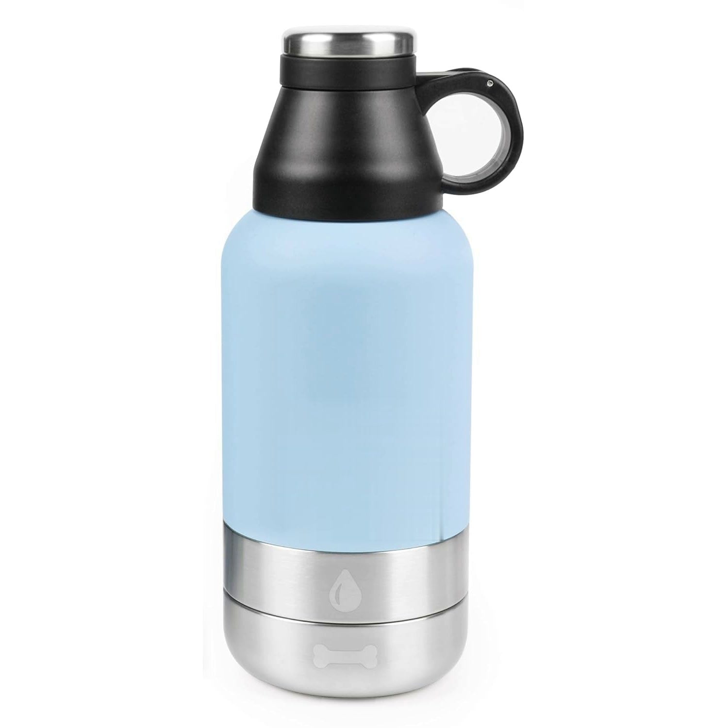 Wag Cabin TrailSip blue portable dog water bottle front view